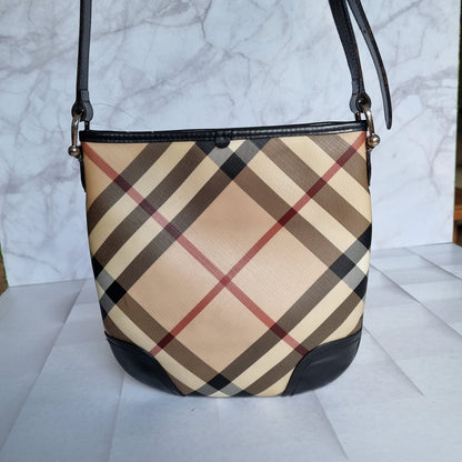 Burberry Nova Check Crossbody Bag Black Beige