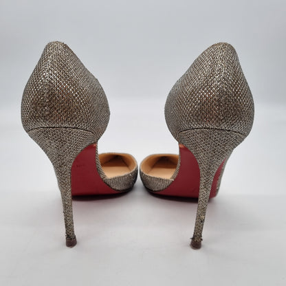 Christian Louboutin Iriza Glitter Heels Gold Size 37,5/26 (dari ujung)