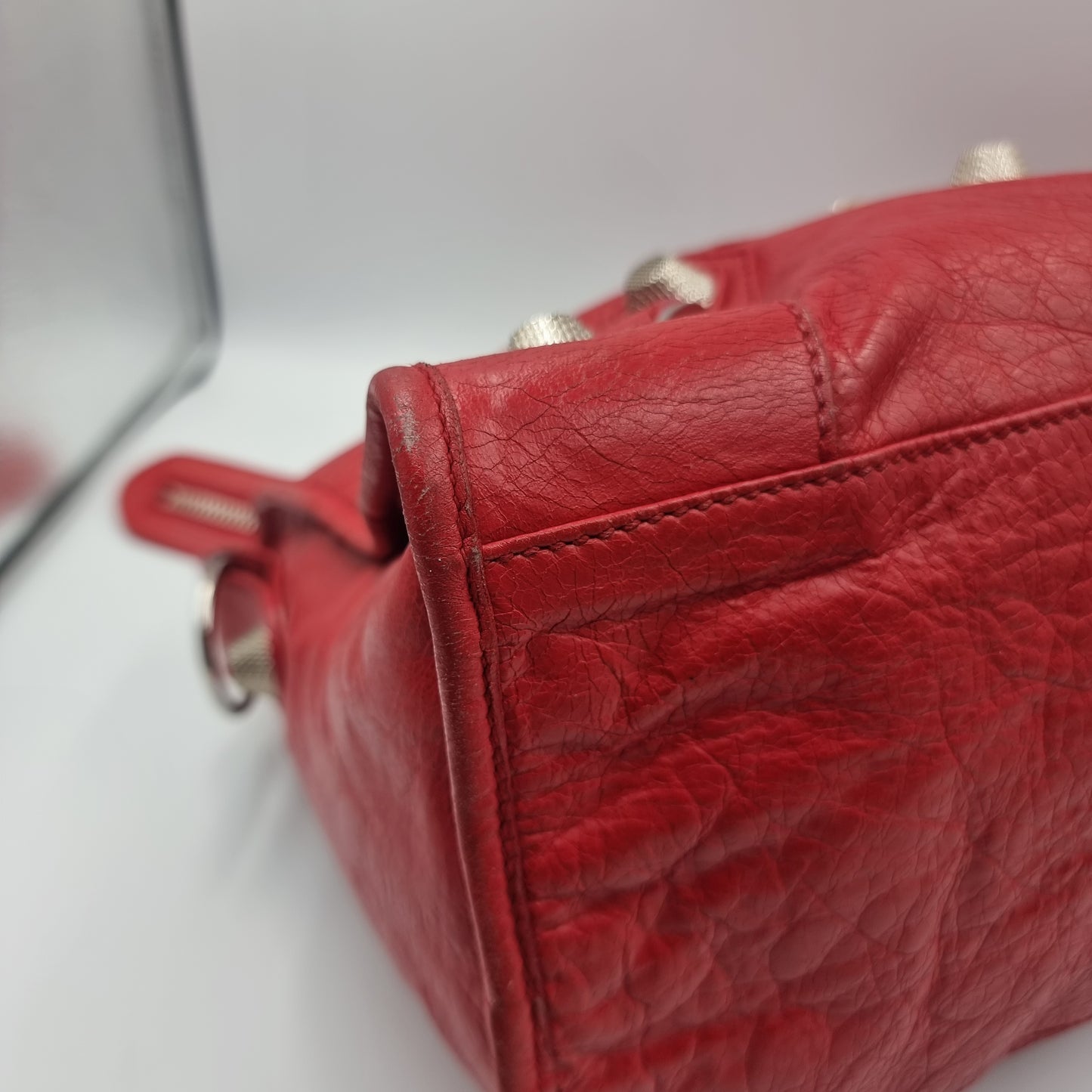 Balenciaga Giant City Red SHW Size 42x15x22