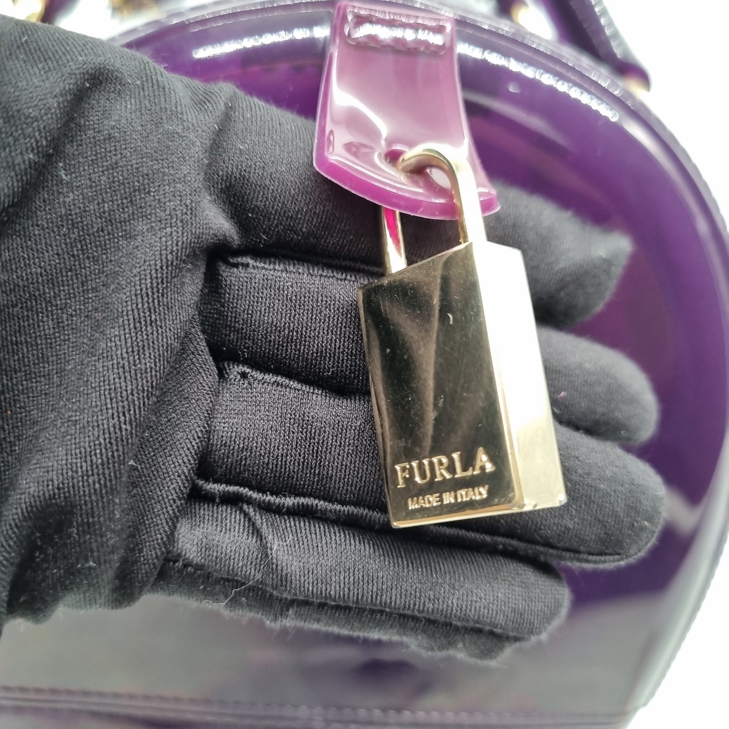 Furla Candy Boston Bag Purple Size 30x18x20