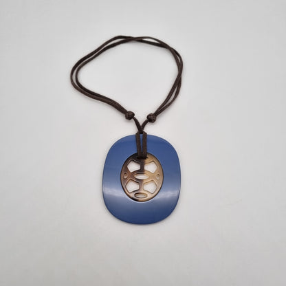 Hermes Buffalo Horn Lift Pendant Blue