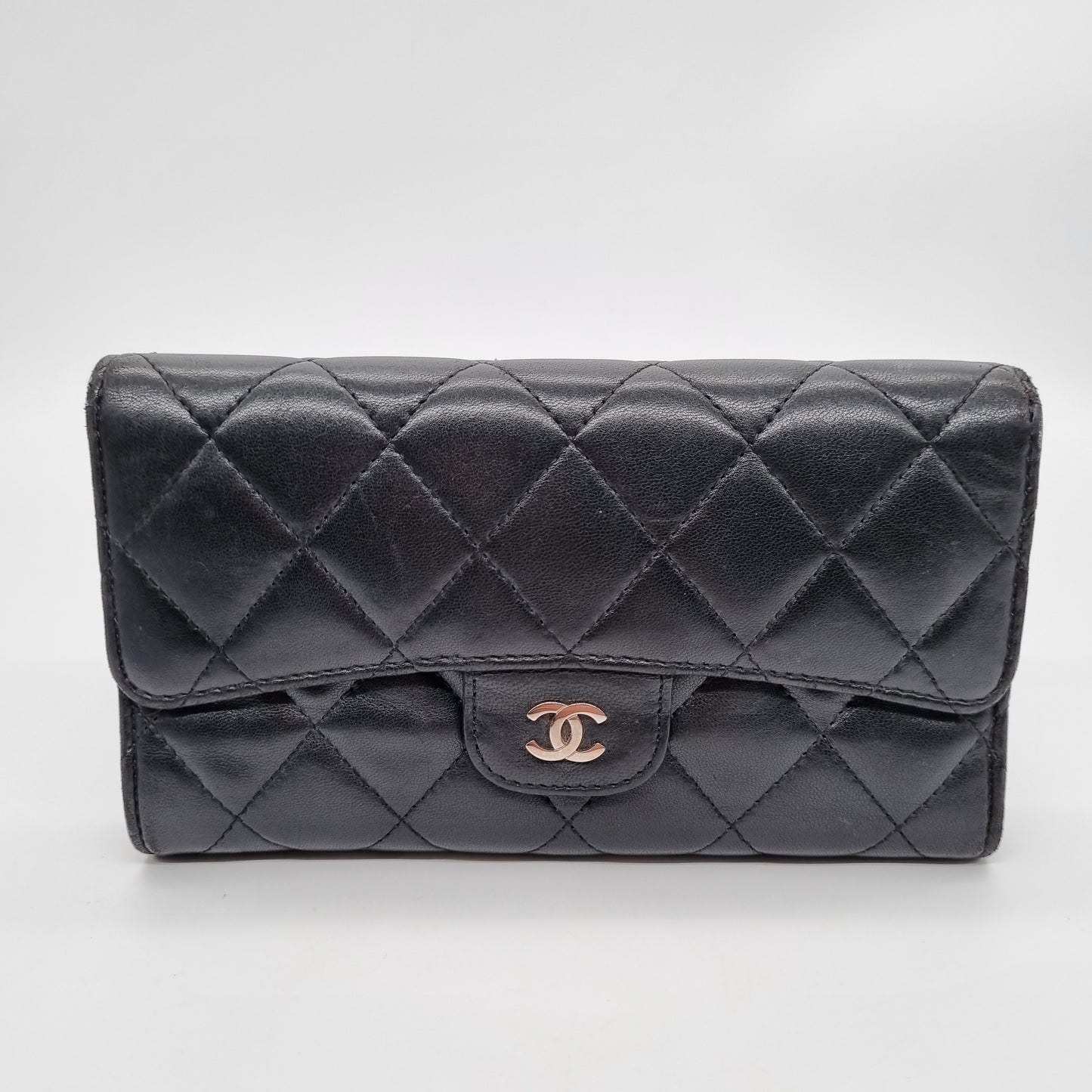 Chanel Lambskin Quilted Flap Wallet #19 Size 18x10