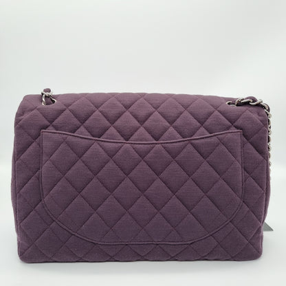 Chanel Classic Maxi Single Flap Dark Purple #13 Size 30x10x24