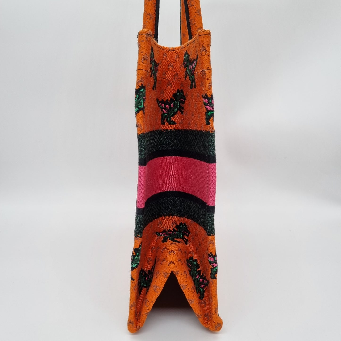 Dior Book Tote Dragon and Fire Embroided Canvas Small Orange 2021 Size 35x16x28