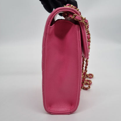 Chanel Phone Holder Flap Pink Pearl Crush GHW #29 NEW Size 11x3x18