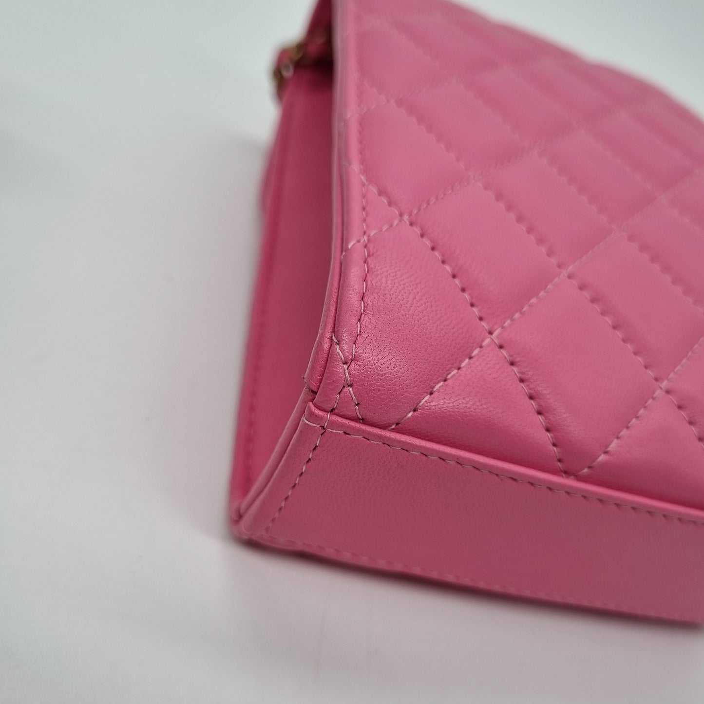 Chanel Phone Holder Flap Pink Pearl Crush GHW #29 NEW Size 11x3x18