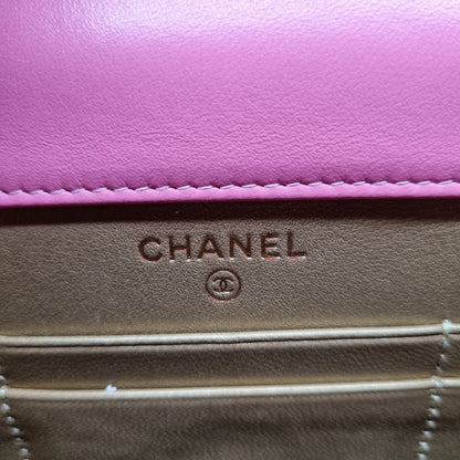 Chanel Phone Holder Flap Pink Pearl Crush GHW #29 NEW Size 11x3x18