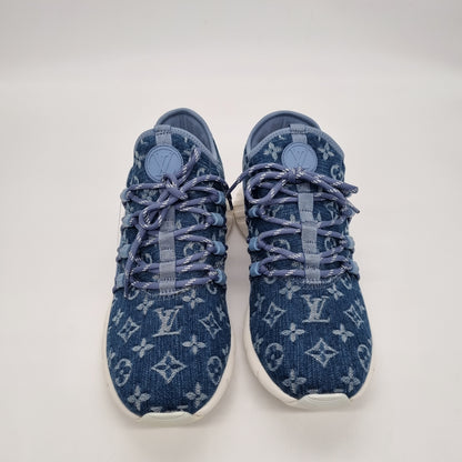 Louis Vuitton Sneakers Monogram Blue Denim Size 6/26 NEW