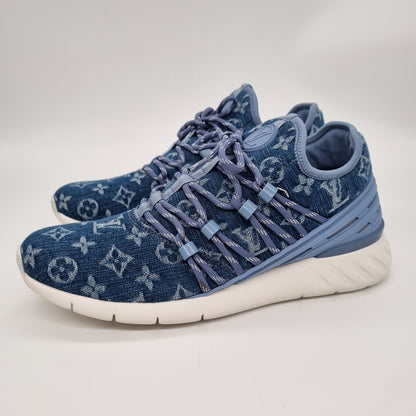 Louis Vuitton Sneakers Monogram Blue Denim Size 6/26 NEW