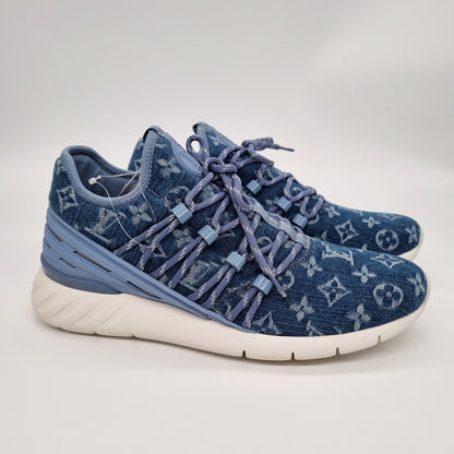 Louis Vuitton Sneakers Monogram Blue Denim Size 6/26 NEW