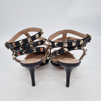 Valentino Kitten Stud Heels Black Ankle Strap Size 38,5/25 NEW