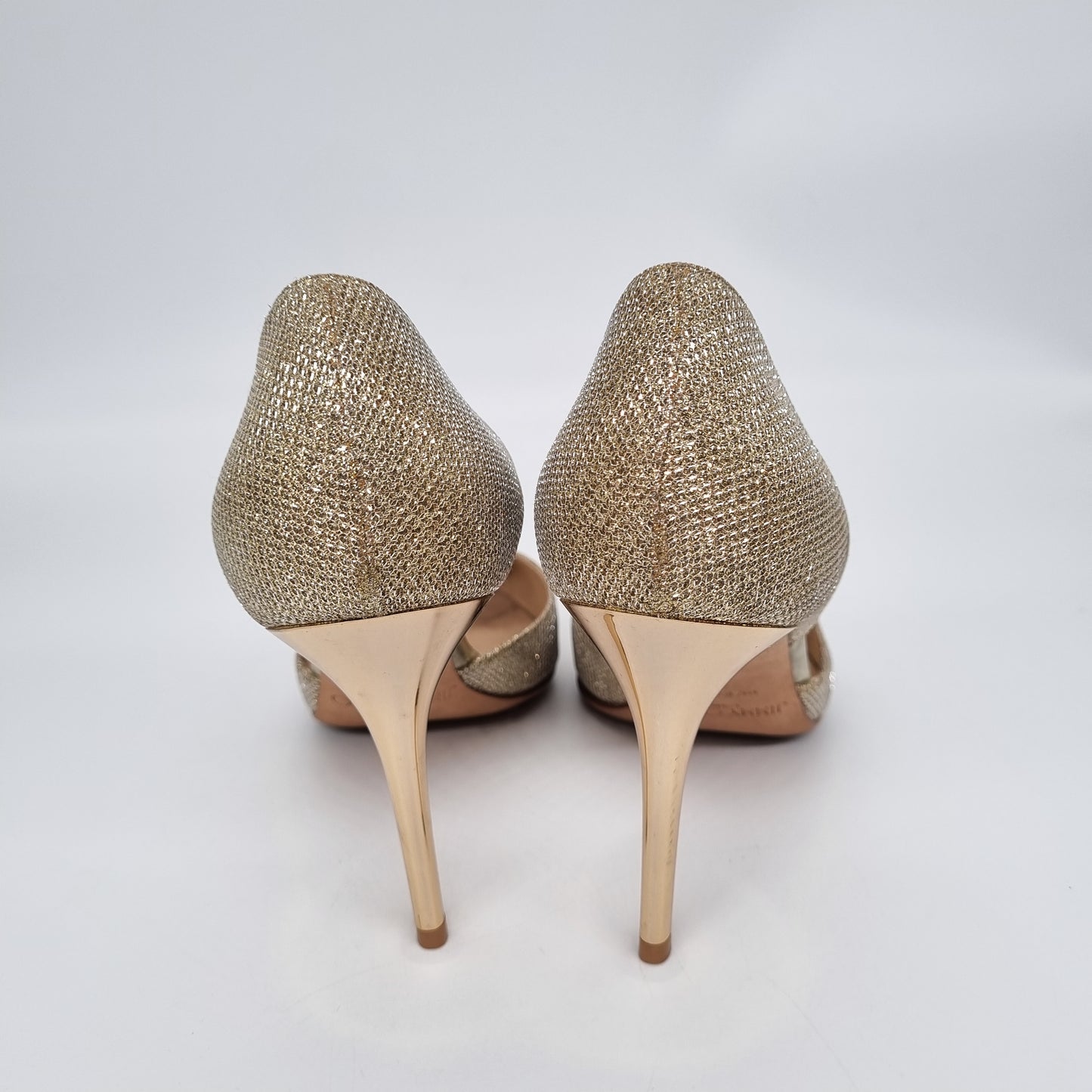 Jimmy Choo Heels Lame Glitter Gold Size 38/25