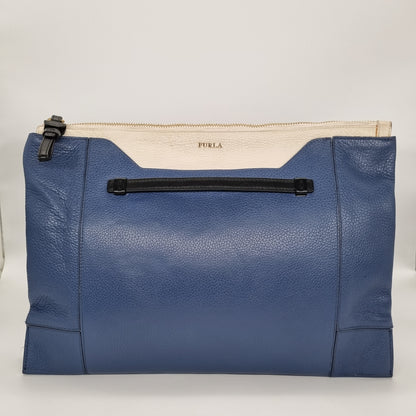 Furla Fantasia Maxi Clutch Blue White Size 41x30