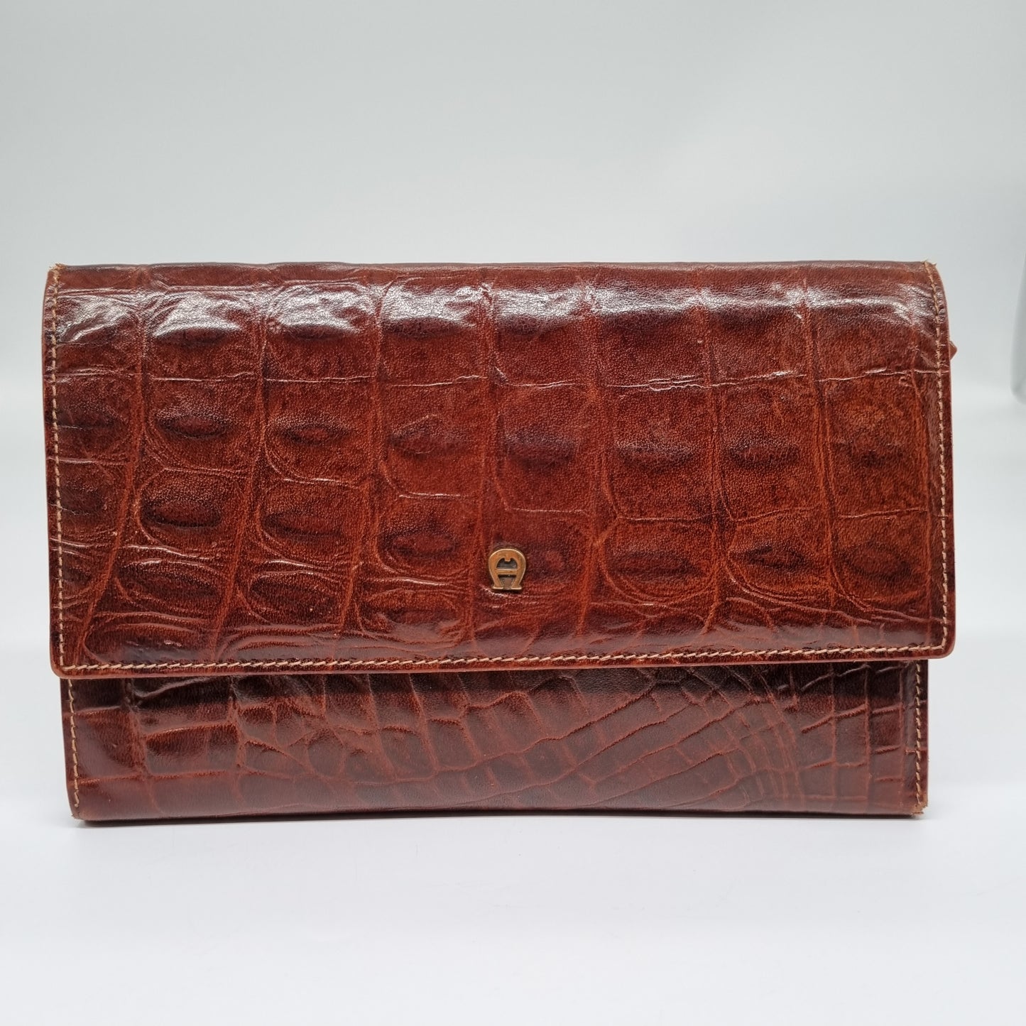 Aigner Wallet Croco Brown Size 17x11