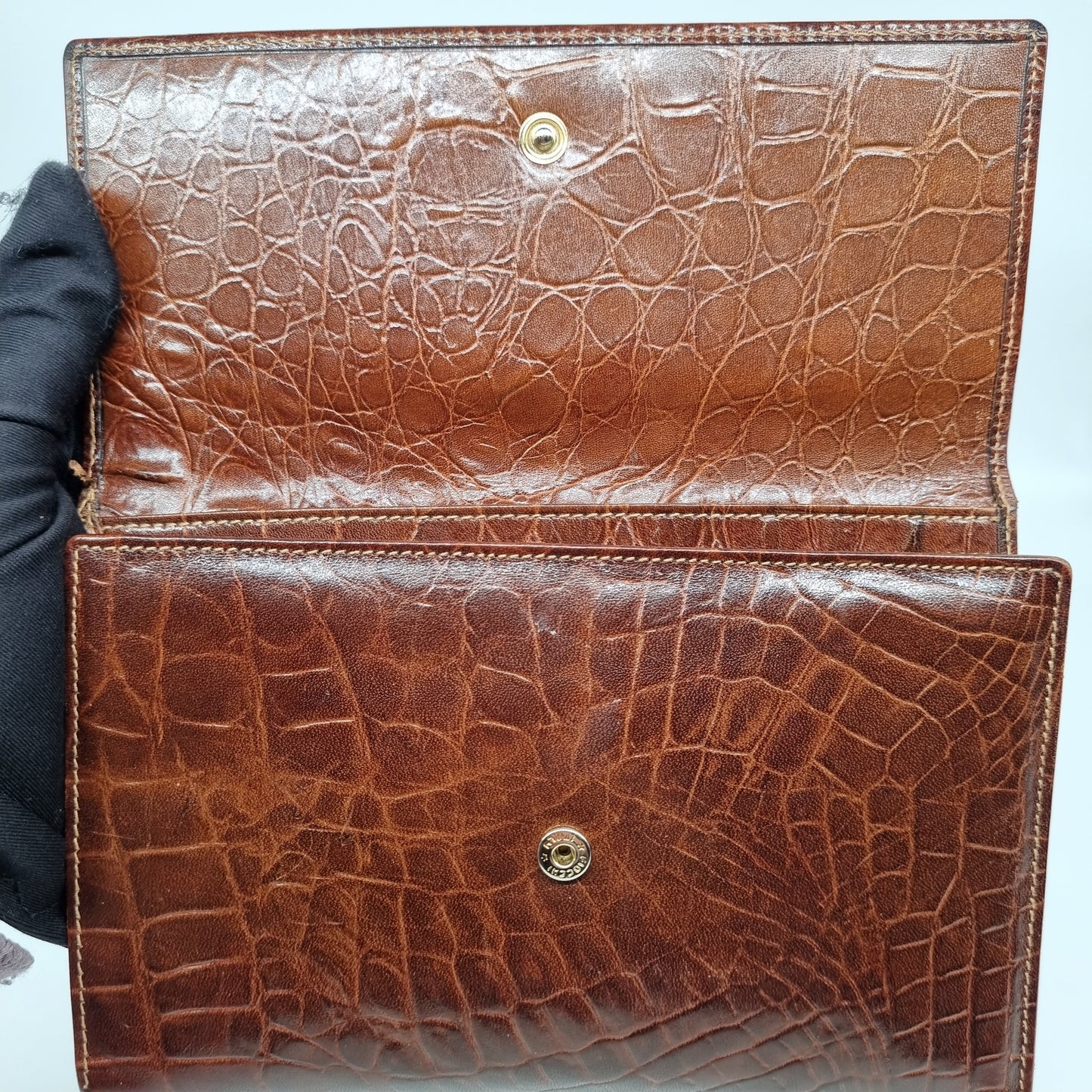 Aigner Wallet Croco Brown Size 17x11