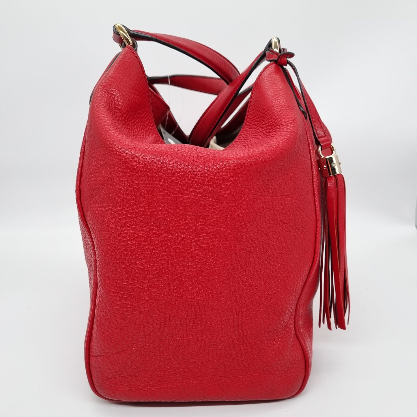 Gucci Soho Large Pebbled Leather Hobo Shoulder Bag Red Size 34x16x29