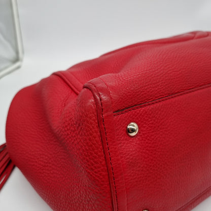 Gucci Soho Large Pebbled Leather Hobo Shoulder Bag Red Size 34x16x29