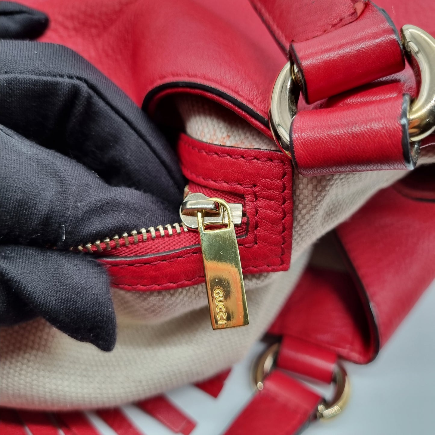 Gucci Soho Large Pebbled Leather Hobo Shoulder Bag Red Size 34x16x29