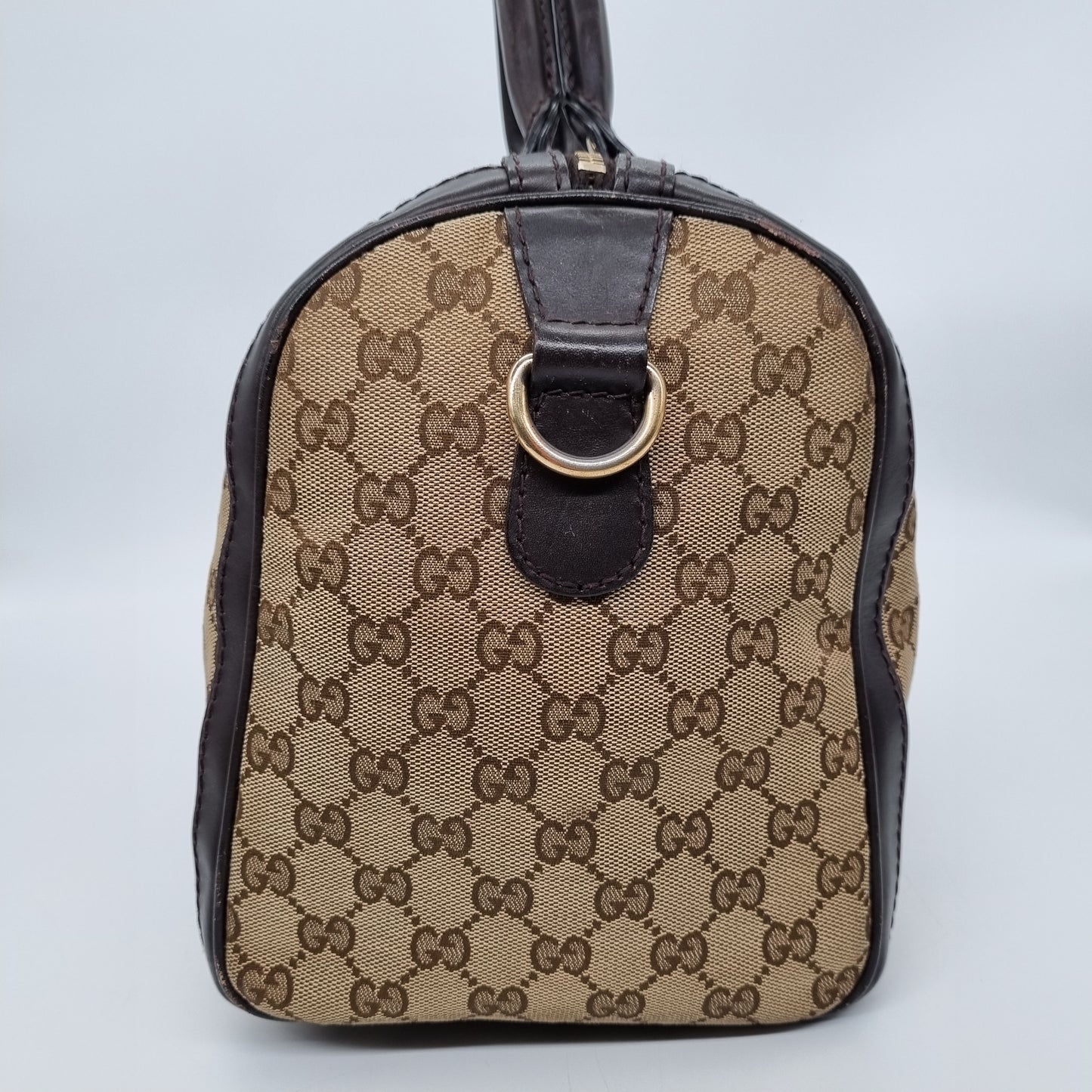 Gucci GG Supreme Boston Canvas And Leather Brown Size 32x18x25