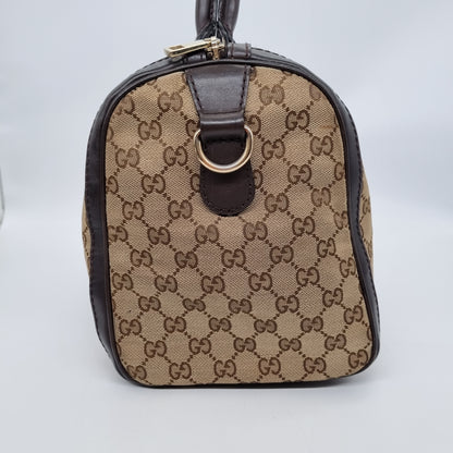 Gucci GG Supreme Boston Canvas And Leather Brown Size 32x18x25