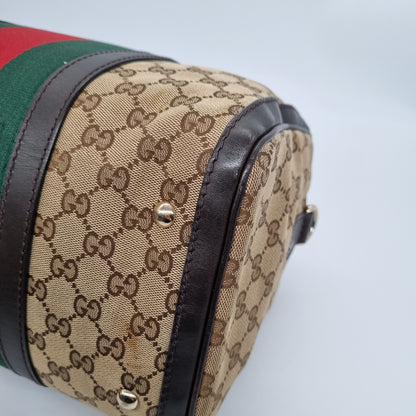 Gucci GG Supreme Boston Canvas And Leather Brown Size 32x18x25