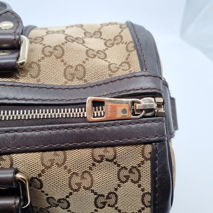 Gucci GG Supreme Boston Canvas And Leather Brown Size 32x18x25