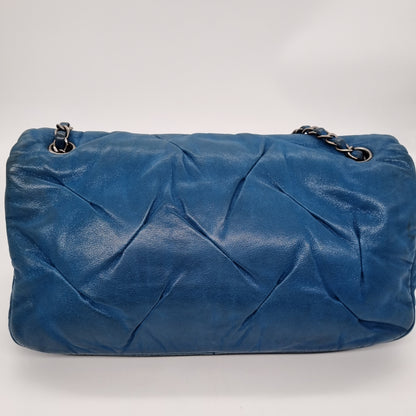 Chanel CC Single Flap Blue Turquoise SHW #14 Size 31x7x22