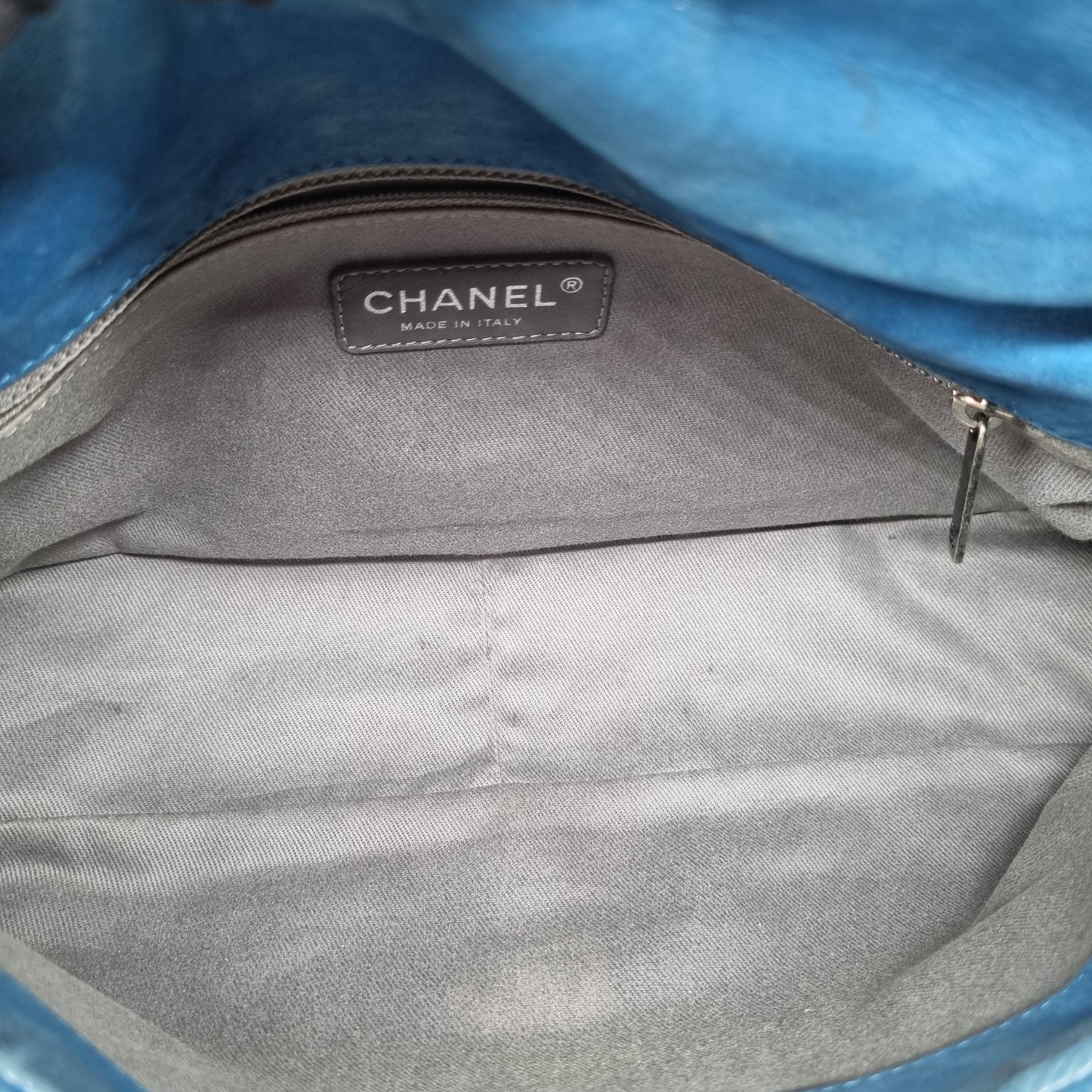 Chanel CC Single Flap Blue Turquoise SHW #14 Size 31x7x22