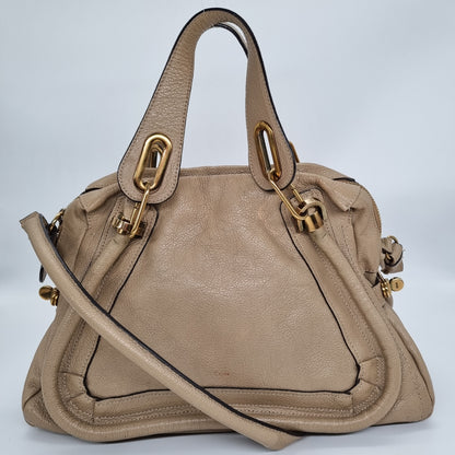 Chloe Paraty Porte Epaule Dove Beige Size 37x14x26