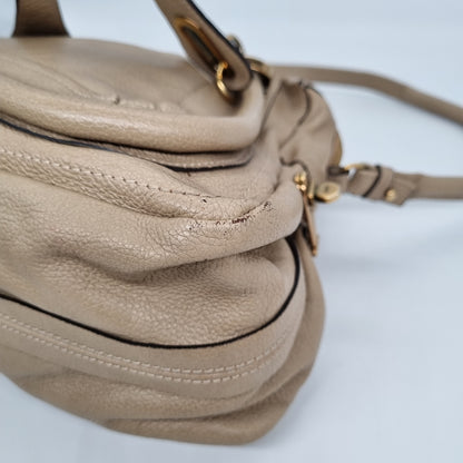 Chloe Paraty Porte Epaule Dove Beige Size 37x14x26