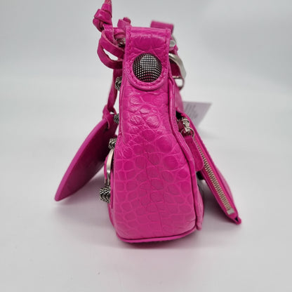 Balenciaga Le Cagole XS Shoulder Bag Croco Fuschia #R 2022 Size 24x6x12