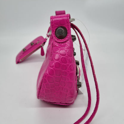 Balenciaga Le Cagole XS Shoulder Bag Croco Fuschia #R 2022 Size 24x6x12