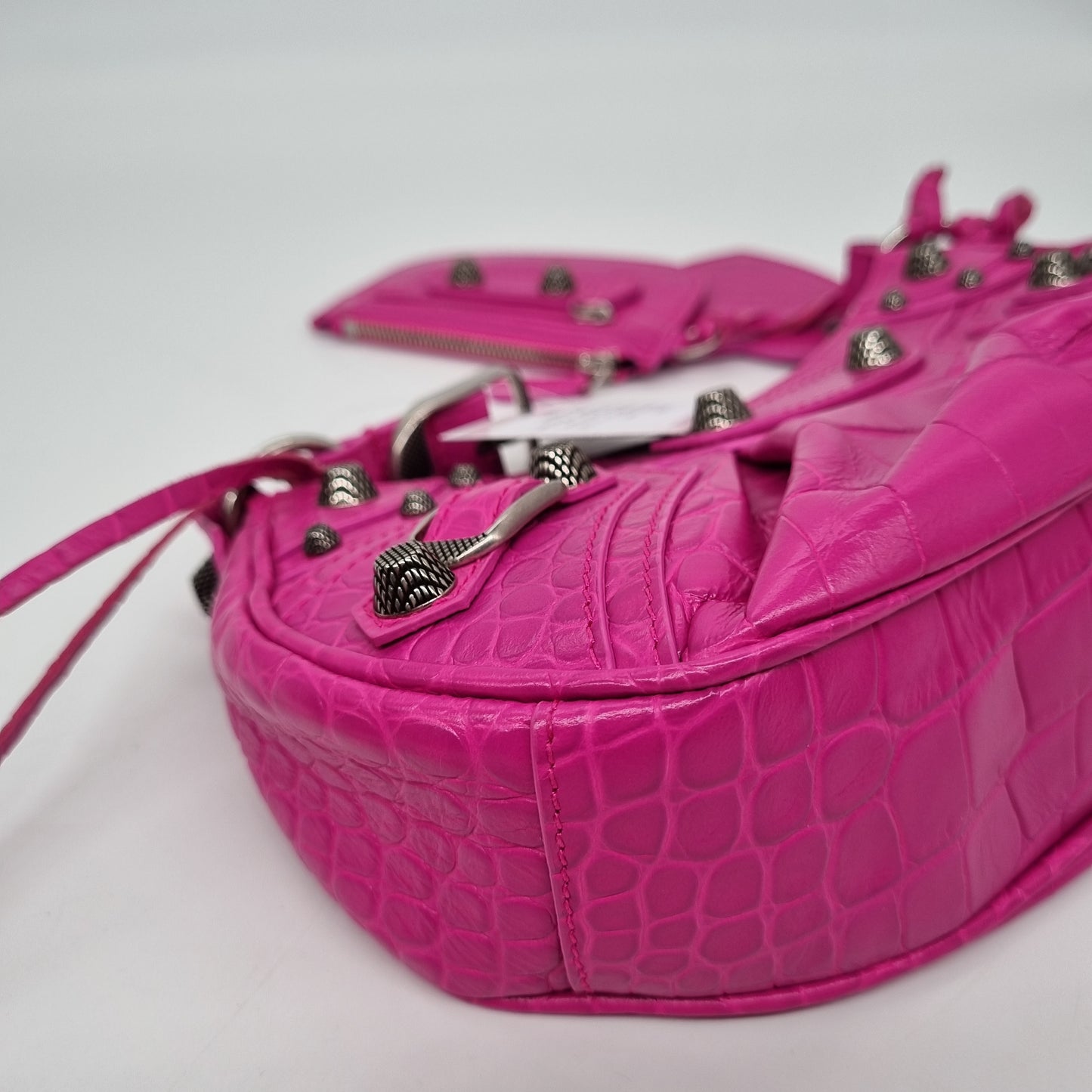 Balenciaga Le Cagole XS Shoulder Bag Croco Fuschia #R 2022 Size 24x6x12