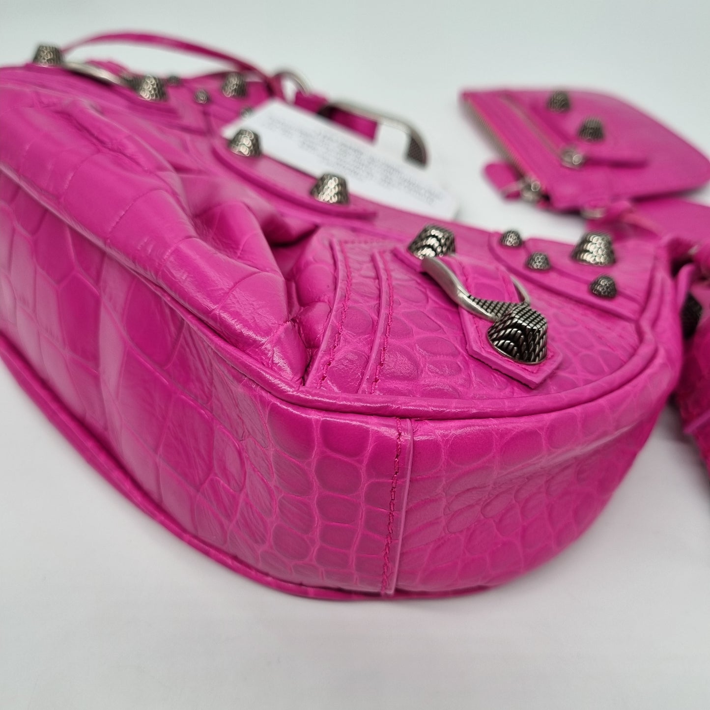 Balenciaga Le Cagole XS Shoulder Bag Croco Fuschia #R 2022 Size 24x6x12