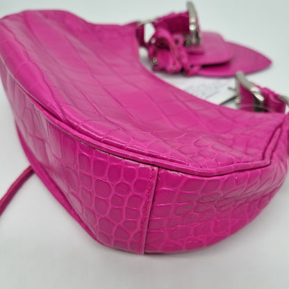 Balenciaga Le Cagole XS Shoulder Bag Croco Fuschia #R 2022 Size 24x6x12