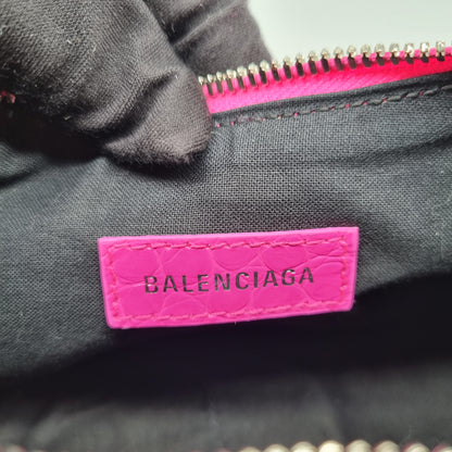 Balenciaga Le Cagole XS Shoulder Bag Croco Fuschia #R 2022 Size 24x6x12