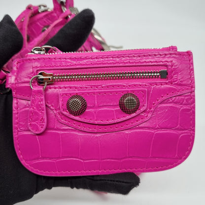 Balenciaga Le Cagole XS Shoulder Bag Croco Fuschia #R 2022 Size 24x6x12