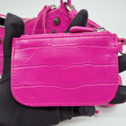 Balenciaga Le Cagole XS Shoulder Bag Croco Fuschia #R 2022 Size 24x6x12