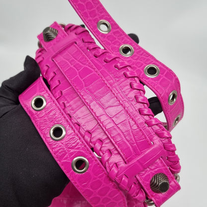 Balenciaga Le Cagole XS Shoulder Bag Croco Fuschia #R 2022 Size 24x6x12