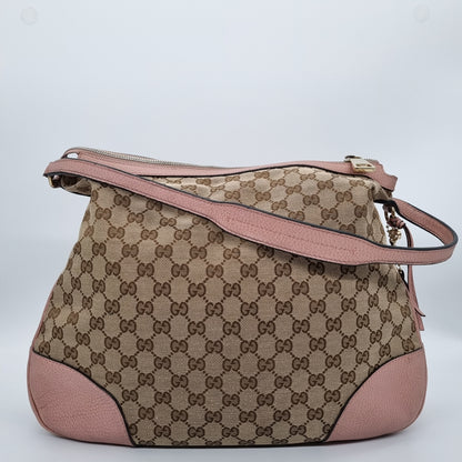 Gucci Bree Hobo Bag Pink Poudre Monogram Canvas Size 38x11x33