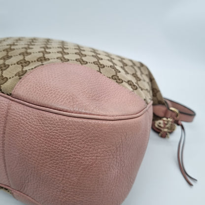 Gucci Bree Hobo Bag Pink Poudre Monogram Canvas Size 38x11x33