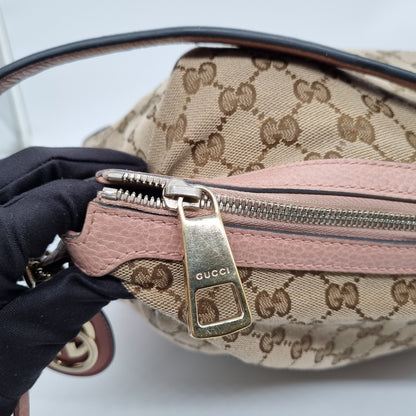 Gucci Bree Hobo Bag Pink Poudre Monogram Canvas Size 38x11x33