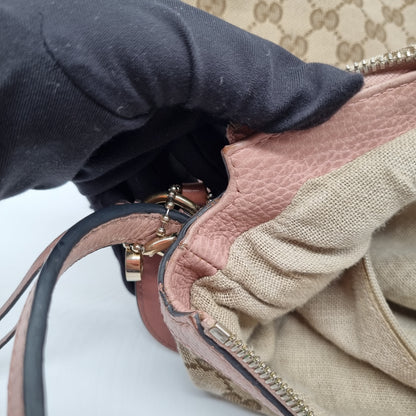 Gucci Bree Hobo Bag Pink Poudre Monogram Canvas Size 38x11x33