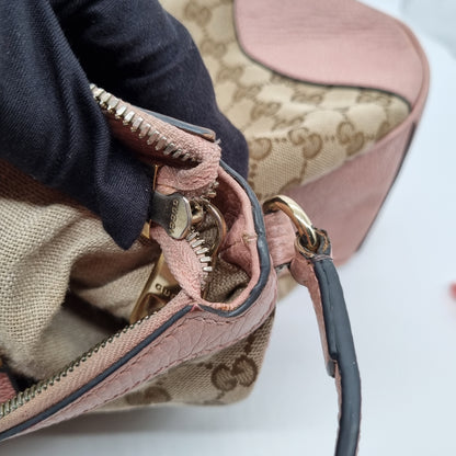 Gucci Bree Hobo Bag Pink Poudre Monogram Canvas Size 38x11x33