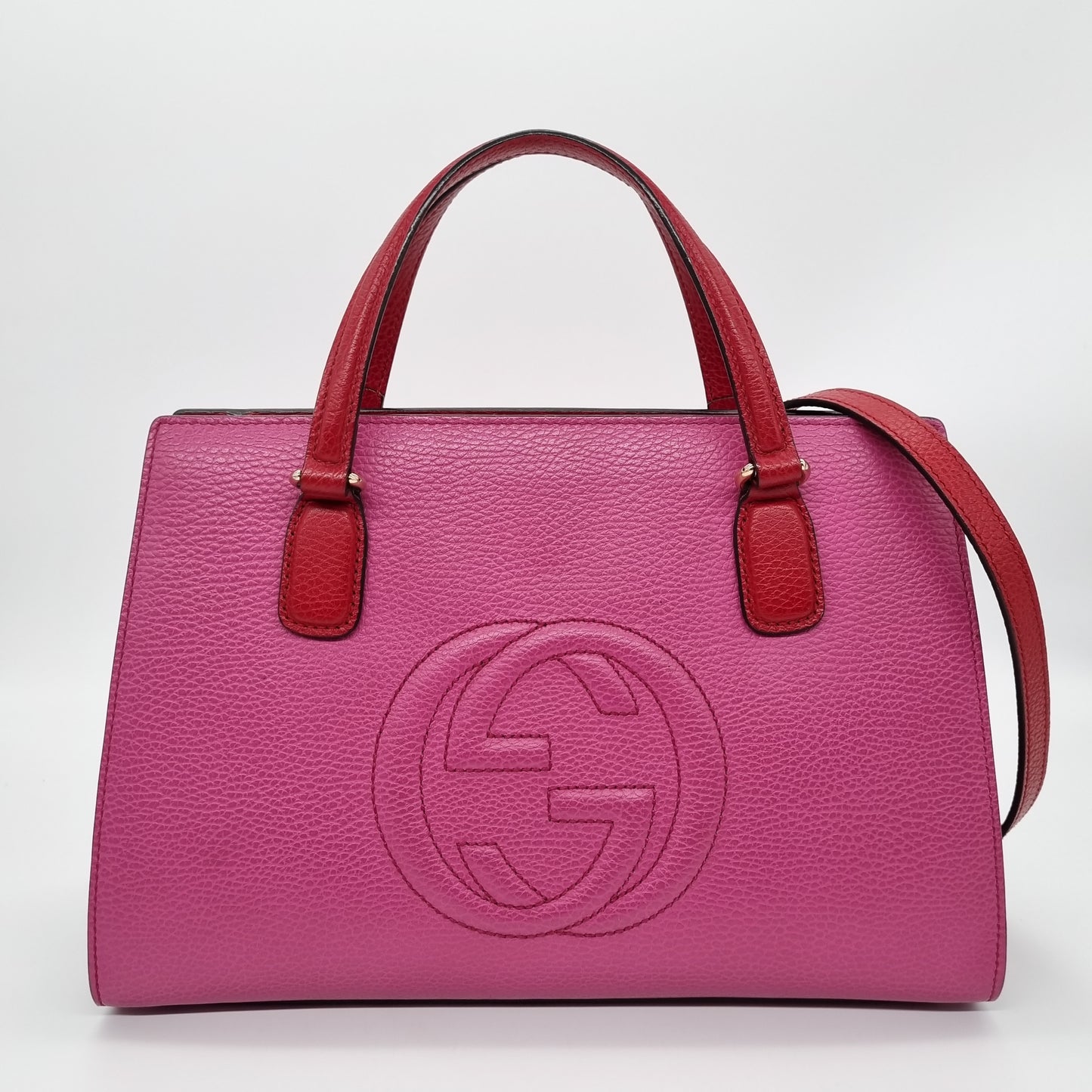 Gucci Soho Top Handle Pink Fuschia Red Size 32x10x22