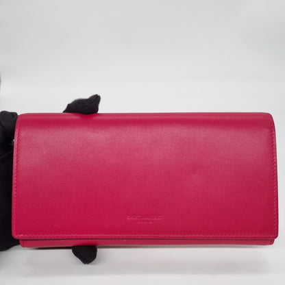 Yves Saint Laurent Marquage Flap Wallet Fuschia Size 19x10