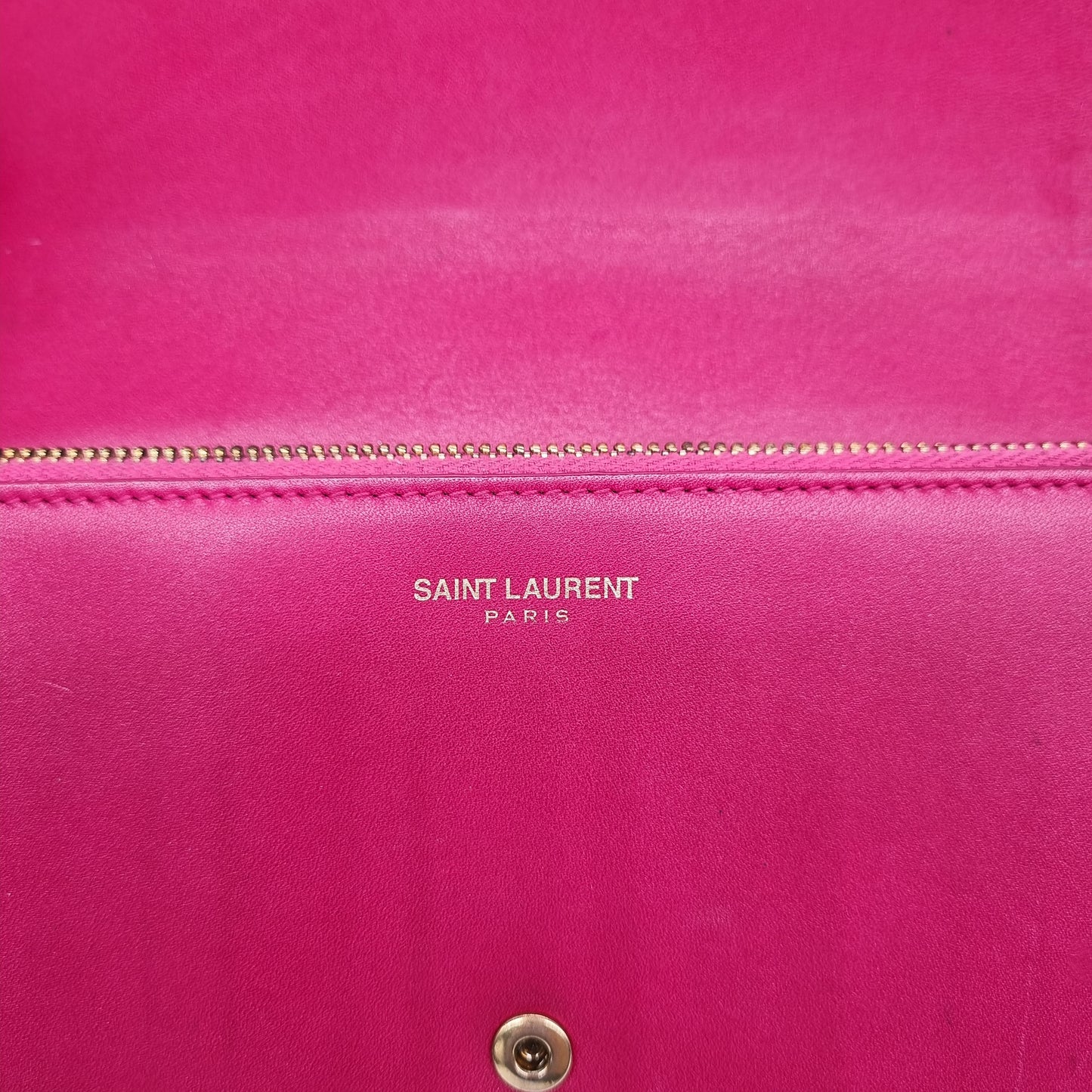 Yves Saint Laurent Marquage Flap Wallet Fuschia Size 19x10