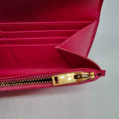 Yves Saint Laurent Marquage Flap Wallet Fuschia Size 19x10