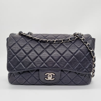 Chanel Classic Jumbo Single Flap Dark Navy #12 Size 30x8x18