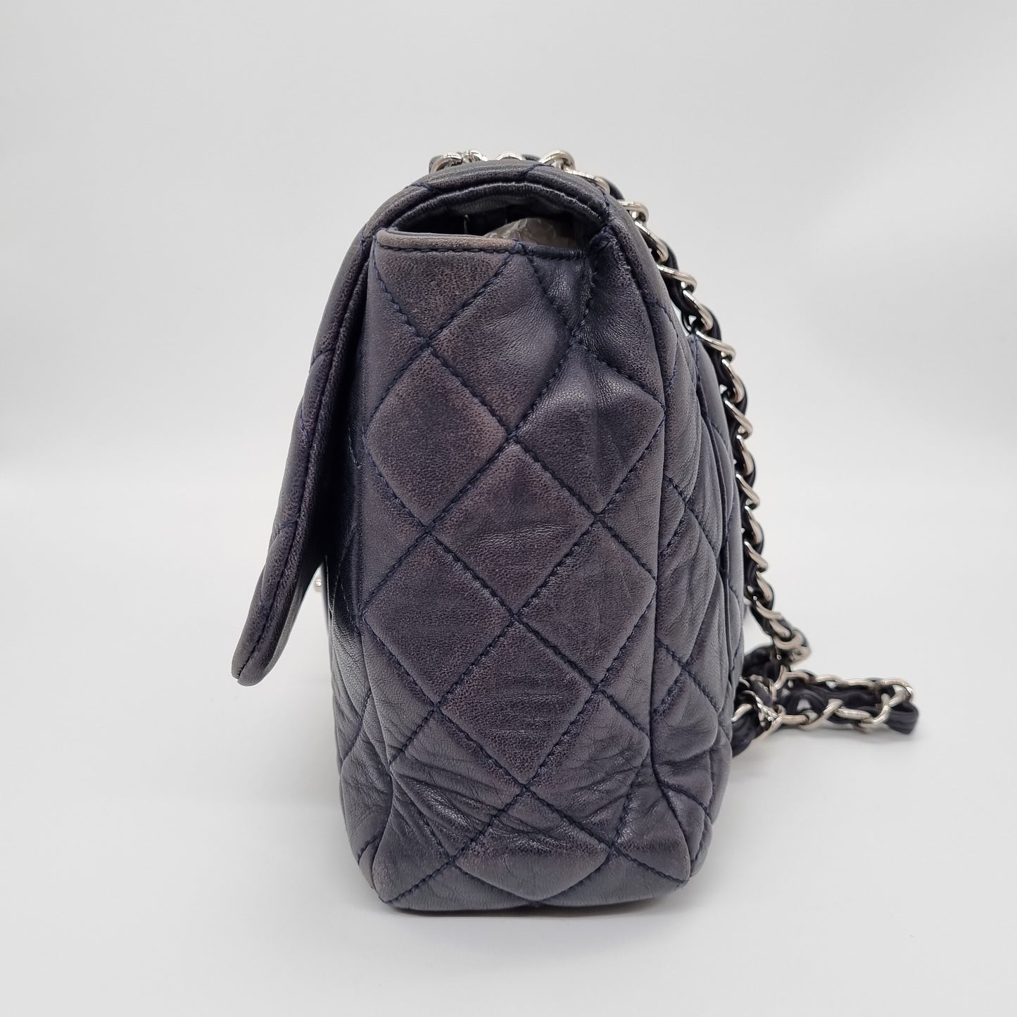 Chanel Classic Jumbo Single Flap Dark Navy #12 Size 30x8x18